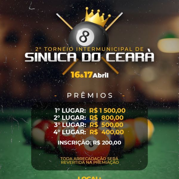 Torneio de Sinuca vai movimentar Poções no próximo final de semana. –  Portal do Sudoeste